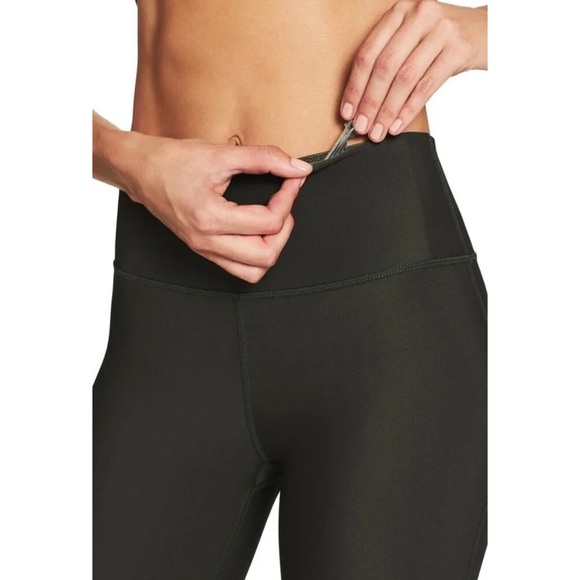 NIMBLE Moto Mesh Khaki Green High Waisted Full Length Activewear Tights Size 14 - Picture 5 of 10